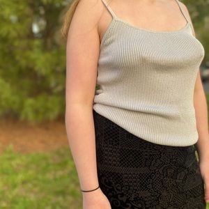 Vintage Gap Silver Ribbed Knit Glitter Tank